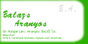 balazs aranyos business card